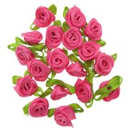 Stofroser i satin look. 25x12 mm. Pink. 50 stk.
